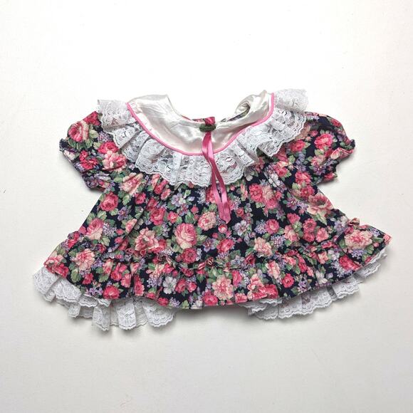 Vintage Allison Ann Dress Baby Girls Size 0-3m Pink Floral Frilly - Picture 1 of 6